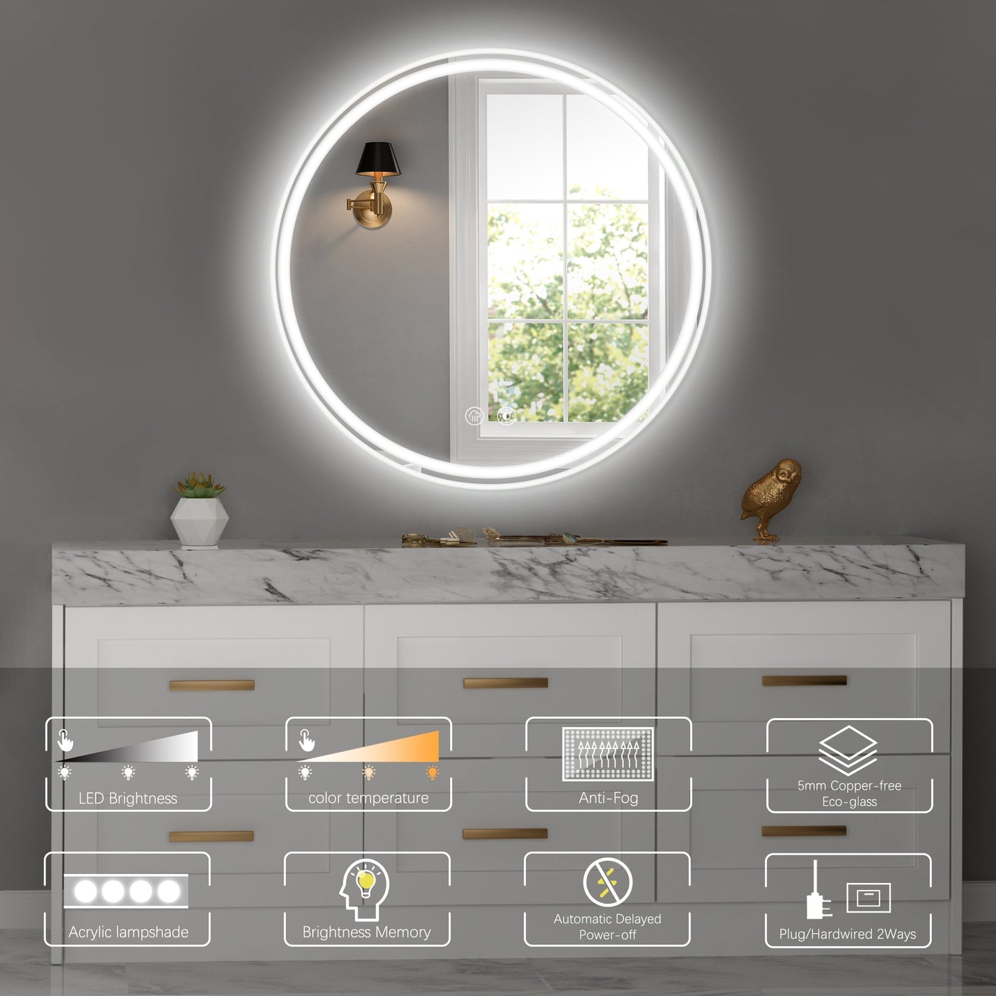 28" Round LED Mirror