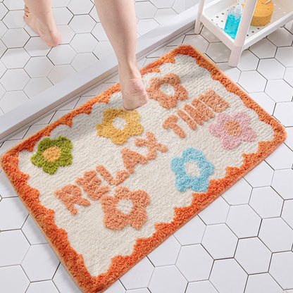 Simple Floral Bathroom Rug