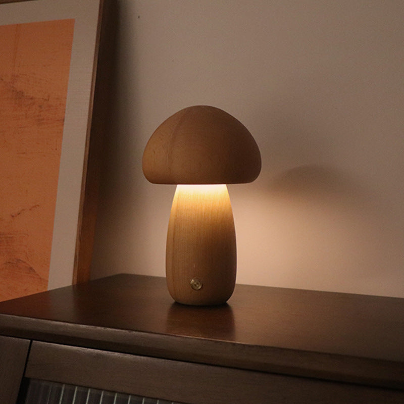 Wooden Mushroom LED Night Light