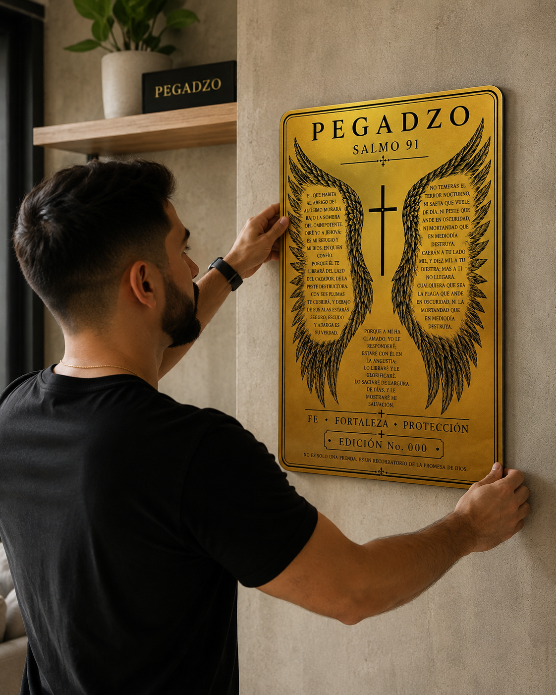 PEGADZO| Placa Decorativa Salmo 91 | Aluminio Premium 20 × 30 cm