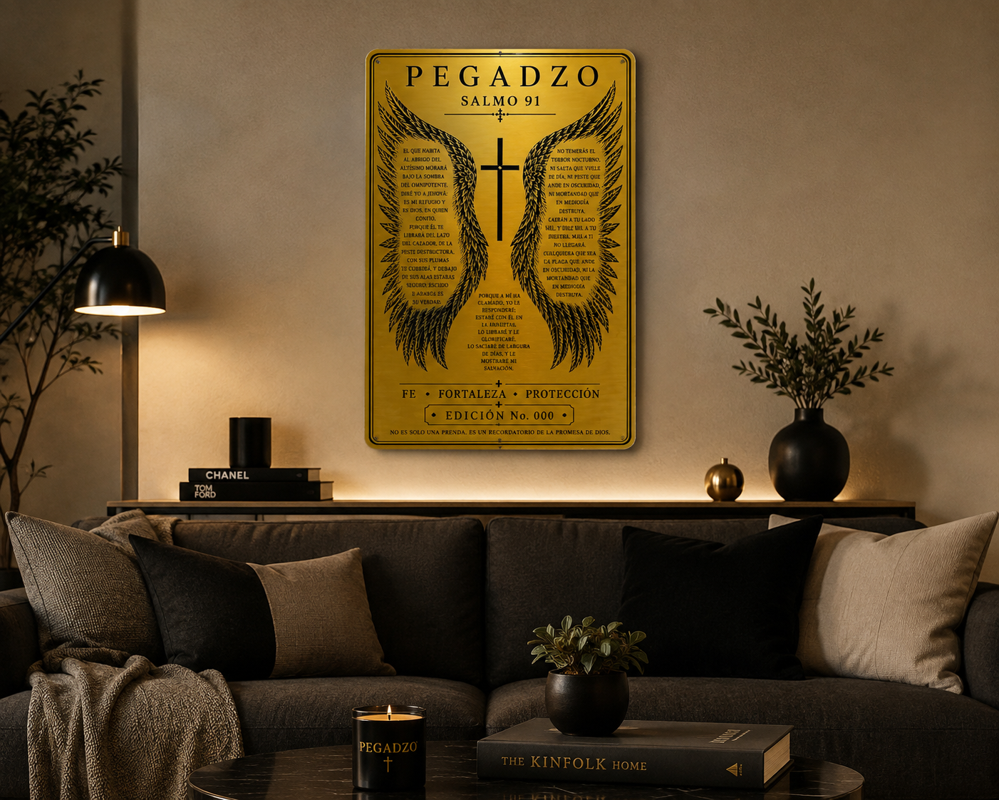 PEGADZO| Placa Decorativa Salmo 91 | Aluminio Premium 20 × 30 cm